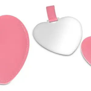 KALP DERİ KILIFLI ÇELİK AYNA PEMBE